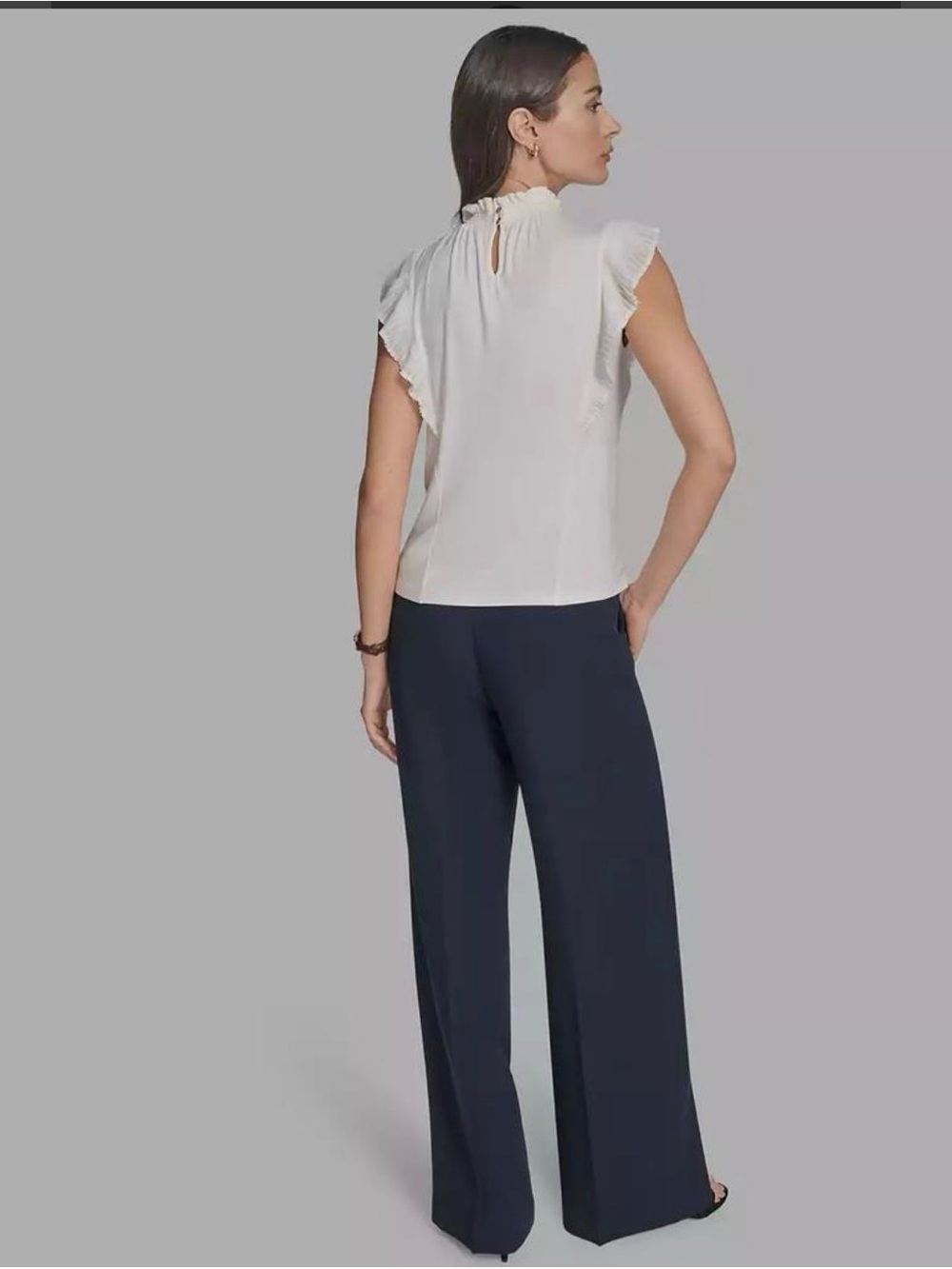 BCBG Ruffle-Trim Sleeveless Blouse - Picture 3 of 5